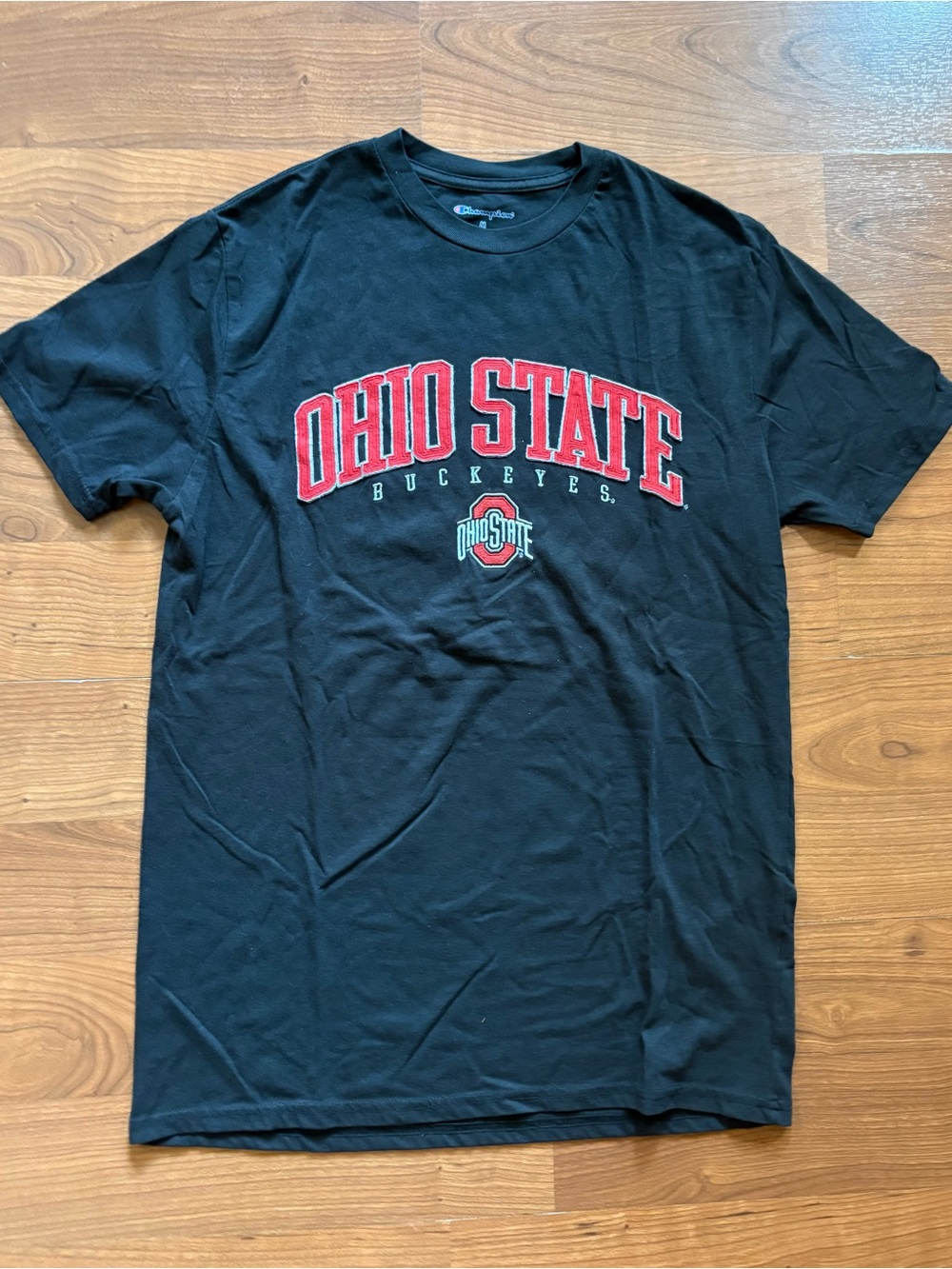 Champion Black Short-Sleeve Ohio State Graphic Tee with Red Logo